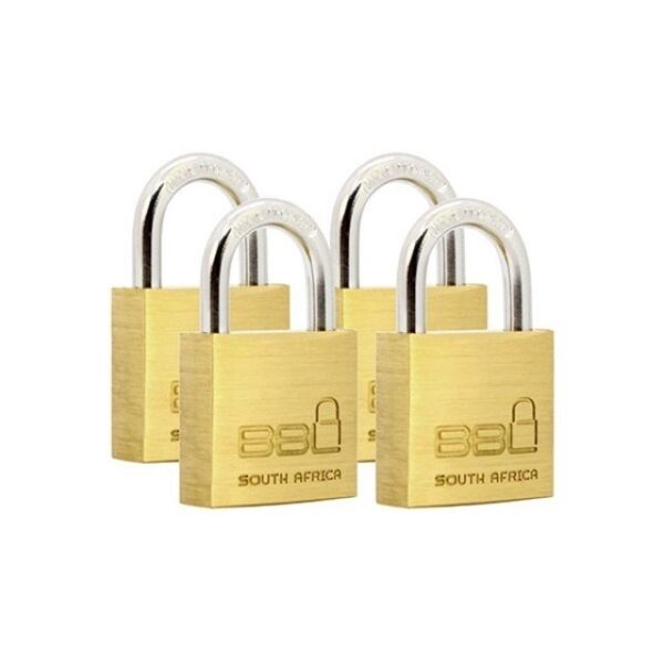 Padlock 30mm Brass K/Alike Quad Pack BBL