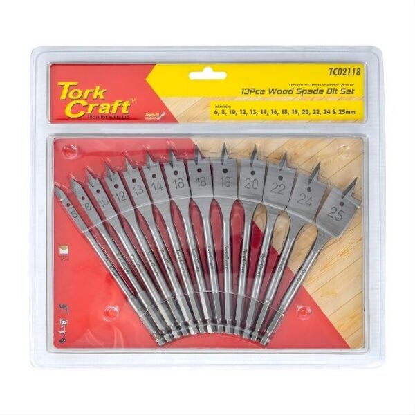 Wood Spade Bit Set 13Pce Tork Craft